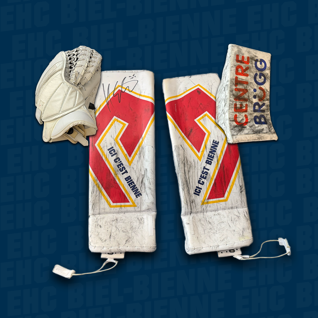 Stockhand/Crosse, Schoner/Protège-tibias und Fanghand/Mitaine des Goalies #35 Harri Säteri